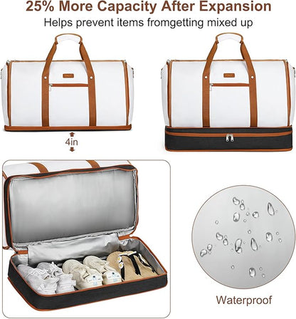 Garment Duffle Bag for Travel - Convertible Carry on Garments Duffel Bags Travel Bag for Women Men Large Weekender Bag with Shoes Compartment 3 in 1 Hanging Clothes Suit Dress Bag 3pcs Set