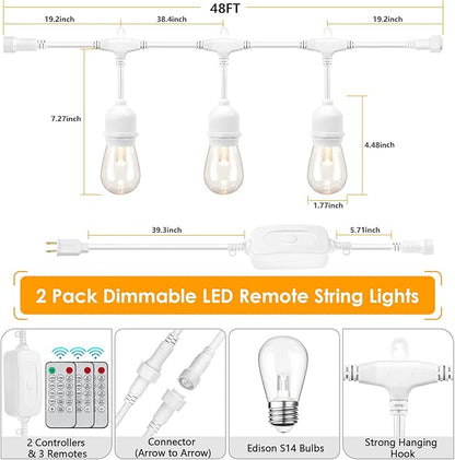 Mlambert 3 Color Outdoor LED Dimmable String Lights