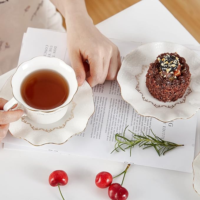 DUJUST Tea Cups and Saucers