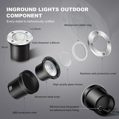 4 Pack 3w 12v Low Voltage In-ground Lights LED Landscape Light Waterproof IP67