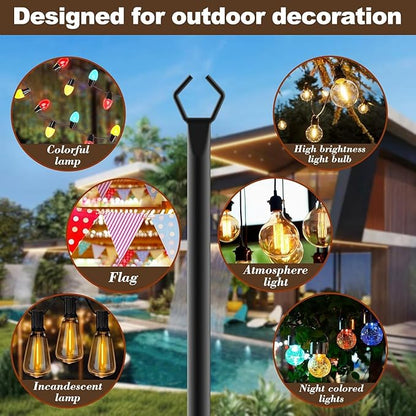 10Ft String Light Poles 6 Pack, Light Poles