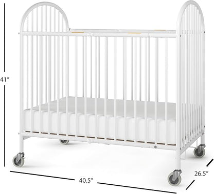Foundations Pinnacle Metal Compact Folding Crib 3 Pack for Hotels, Foam Mattress Included and Commercial Grade 3" Casters (White)