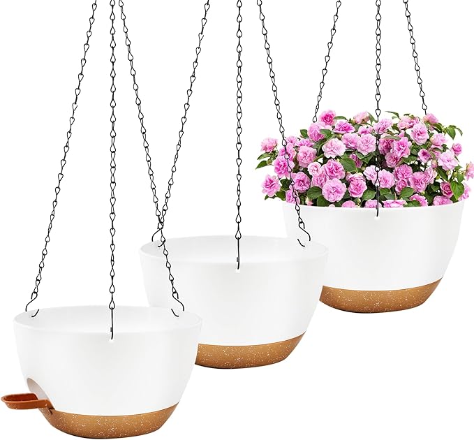 10 inch Hanging Planters for Indoor Plants, 3 Pack Self-Watering Hanging