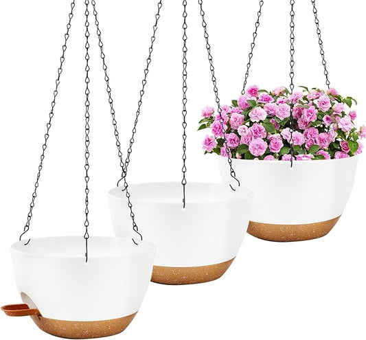 10 inch Hanging Planters for Indoor Plants, 3 Pack Self-Watering Hanging