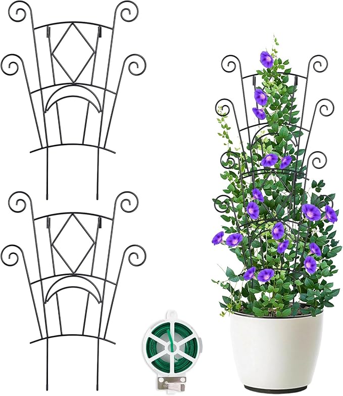 Stackable Plant Support Stakes, 2 Pack Metal Twig Plants Trellis