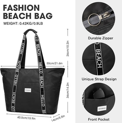 G4Free Beach Bag, Waterproof Beach Bags for Women, Personalized Strap Tote Bag for Women Birthday Gifts