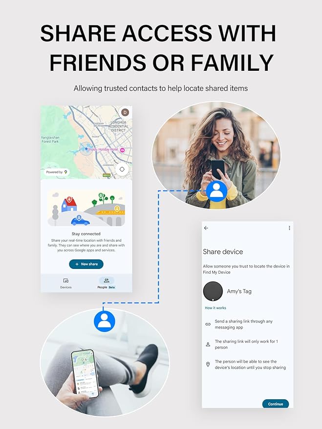 Android Tracker Tags, Works with Google's Find Hub App (Android only), Key Finder Item Locator Tracking Device Smart Tags for Luggage, Wallet, Vehicles, Keys (Black, 2 Pack)