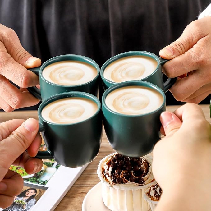 Hasense Stackable Porcelain Mini Espresso Cups and Saucers Set of 6, 4 OZ