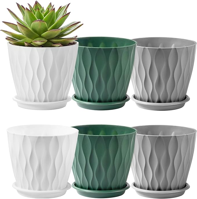 FaithLand 6-Pack 6-Inch Plastic Plant Pots