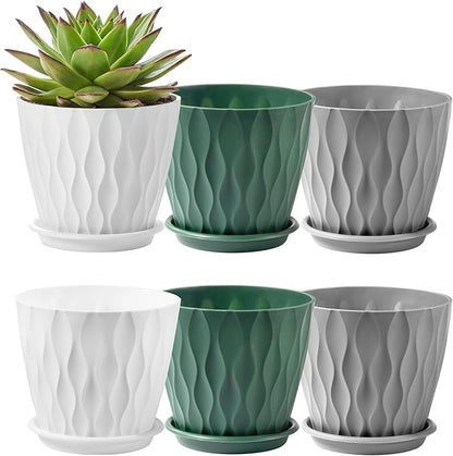 FaithLand 6-Pack 6-Inch Plastic Plant Pots