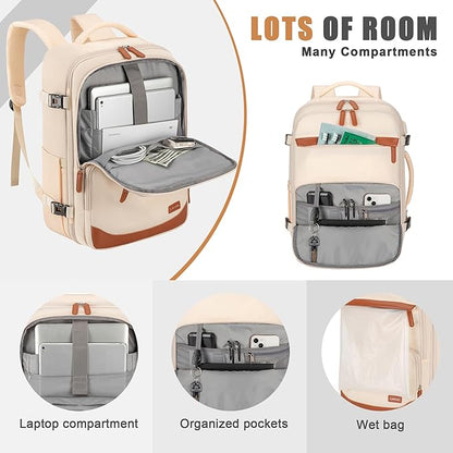 40L Travel Backpack with USB Charging Port, Water-Resistant Carry On Backpack for Men Women, Business Laptop Backpack for Trips & Commutes, Fits 15.6/17.3 Inch Laptop