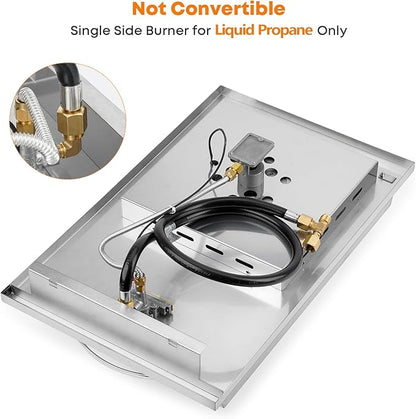 Stanbroil Built-in Stainless Steel Side Burner for Outdoor Kitchen - Liquid Propane Only