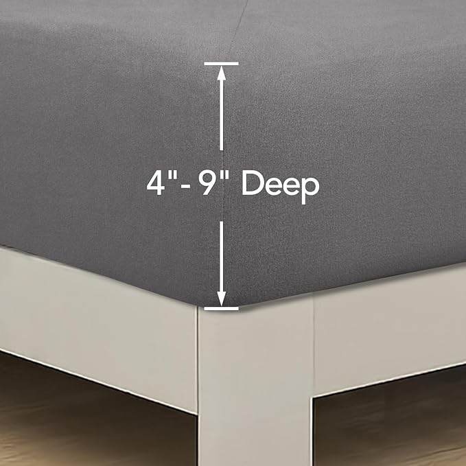 PureFit Stretchy Box Spring Cover Twin - Elastic Fitted Box Spring Wrap Around 4 Sides, Wrinkle & Fading Resistant Fits Twin Size Beds, Light Gray