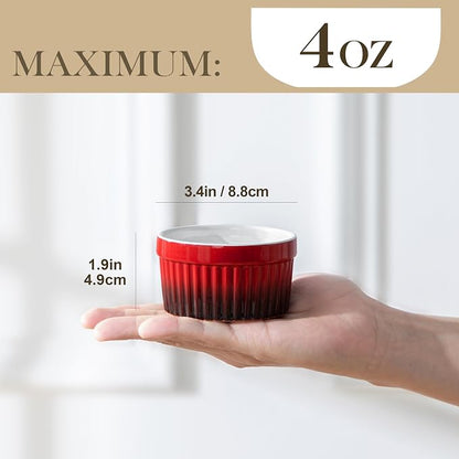 MALACASA Ramekins 4 oz Oven Safe, Small Ceramic Souffle Dishes