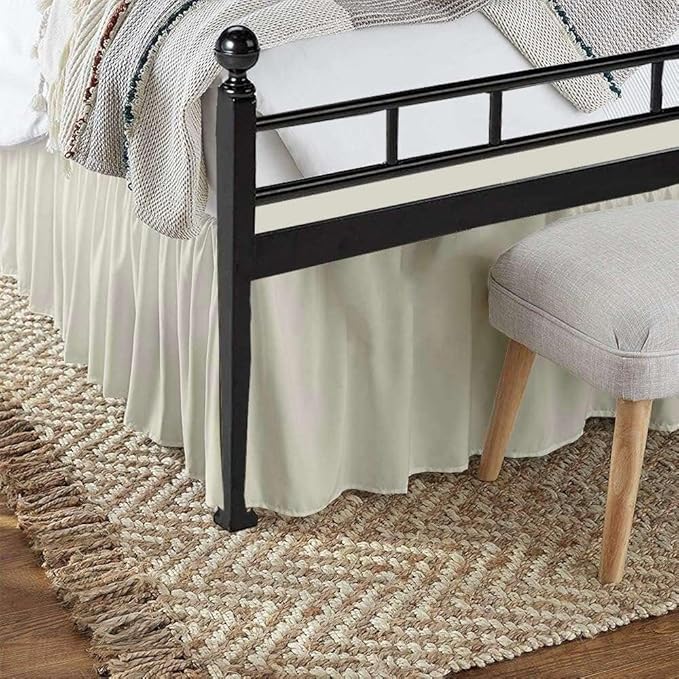 SlumberWell King Bed Skirt with Split Corners, Soft Microfiber, 21 Inch Drop, Ivory Solid, Elegant Ruffled Design
