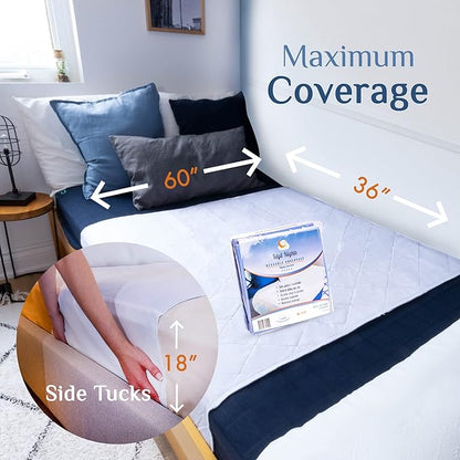 Washable Incontinence Bed Pad 36x60 – Soft, Absorbent & Waterproof Mattress Protector with Tuck-in Sides – Reusable Full/Queen Size Pads for Kids, Adults, Seniors & Pets