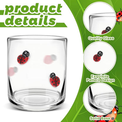 SiliFine 2 Pcs Ladybug Icon Juice Glasses - 14oz Cute Ladybug Stemless Wine