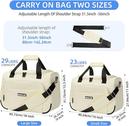 Underseat Carry On Luggage Lightweight Travel Tote Weekender Bag Overnight Duffle Bag for Travel, Travel Essentials Personal Item Travel Bag for Women and Men, Beige-16Inch