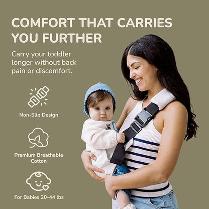 Ergonomic Lightweight Adjustable Toddler Sling Baby Carrier with Zipper Pockets Shoulder Padding Anti Slip Support for Travel Loving Dads and First Time Moms from 9 Months to 4 Years