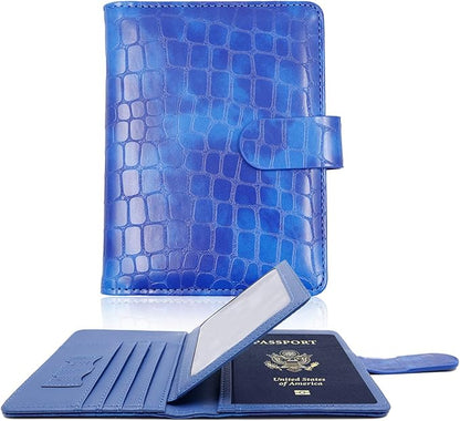 Melsbrinna Rfid Passport Holder for Travel women/Men, Cute Passport Wallet Rfid Blocking Card Slots, Rfid Passport Cover/CaseTravel Wallet, Passport Book Holder (1, Blue3)