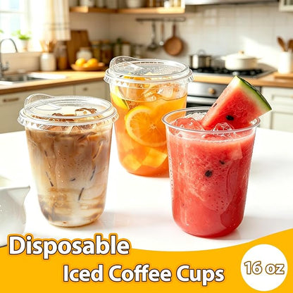 100 Sets 16 oz Clear Plastic Cups