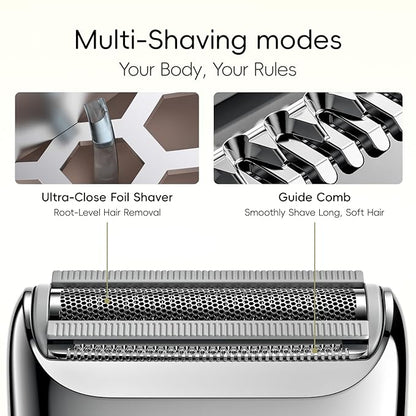 yoose Electric Razors for Women, IPX7 Alloy Body Bikini Trimmer for Women (USB-C, Trimmer Comb, Multi Shaving Modes), Portable Size, Porcelain White