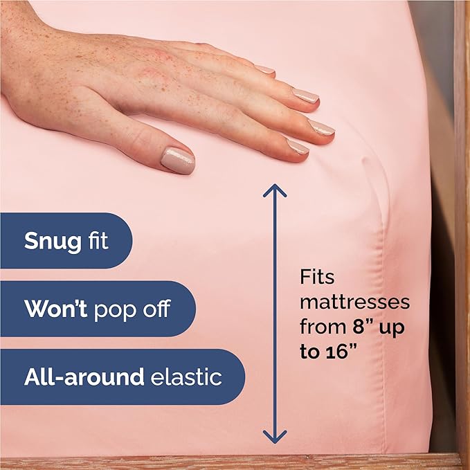 Full Size 4 Piece Sheet Set - Comfy Breathable & Cooling Bed Sheets Set - Hotel Luxury Bedding for Women, Men, Kids, Teens, Boys & Girls - Deep Pockets, Ultra-Soft, Wrinkle Free - Oeko-Tex - Baby Pink
