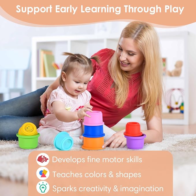 ZYFLSQ Stacking Cups Baby Toy 8 Pcs, Nesting Cups
