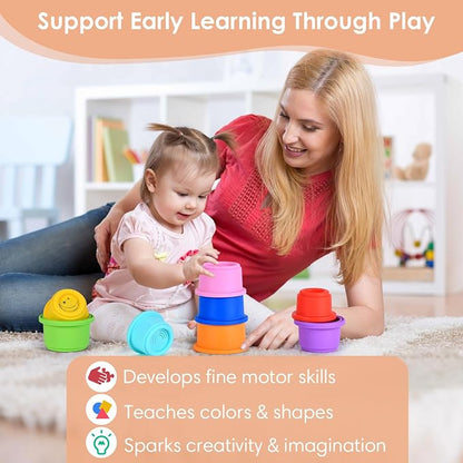 ZYFLSQ Stacking Cups Baby Toy 8 Pcs, Nesting Cups