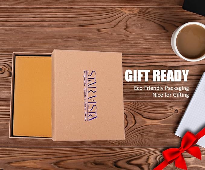 STAR VISTA Albatross Leather Travel Passport Holder, Minimalist Design, Calfskin Leather Case for Women and Men - Slim Passport Wallet, Bifold, RFID Blocking, Honey