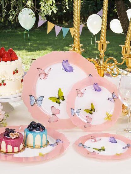 20PCS Pink Butterfly Plates