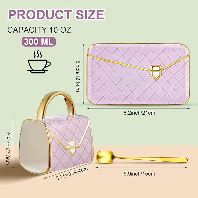 Zubebe 1 Set Coffee Mug Elegant Handbag Shaped Cup Modern Ceramic Purse Mug