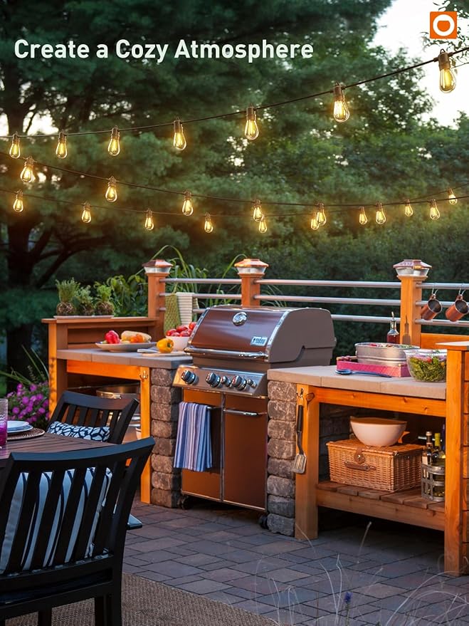 addlon 100FT LED Outdoor String Lights, Remote Dimmable Patio Lights