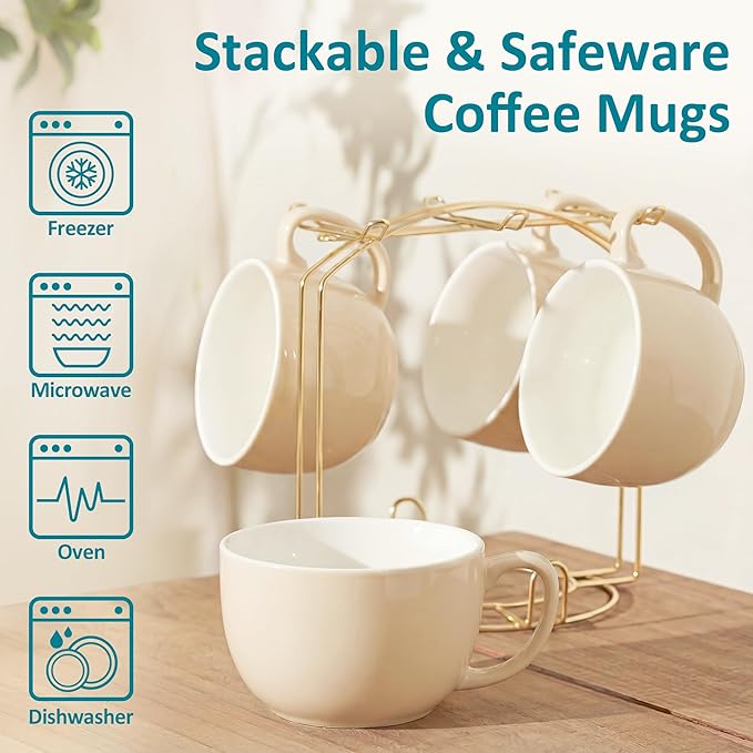 Teocera 16oz Large Coffee Mugs Set of 4