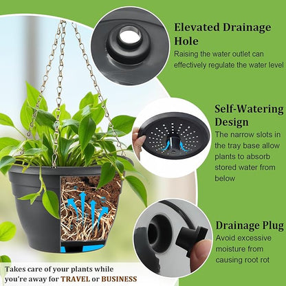 Hanging Planters 10 Inch, Self Watering Hanging Basket