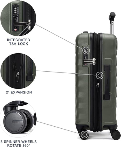 Travelpro Maxlite Air V2 Hardside Expandable Carry on Luggage, 8 Spinner Wheels, Lightweight Hard Shell Suitcase, TSA lock, Slate Green, Carry On 21-Inch