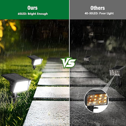 Solar Spot Lights Outdoor with 60 LED & Auto On/Off, 6 Pack Solar Lights