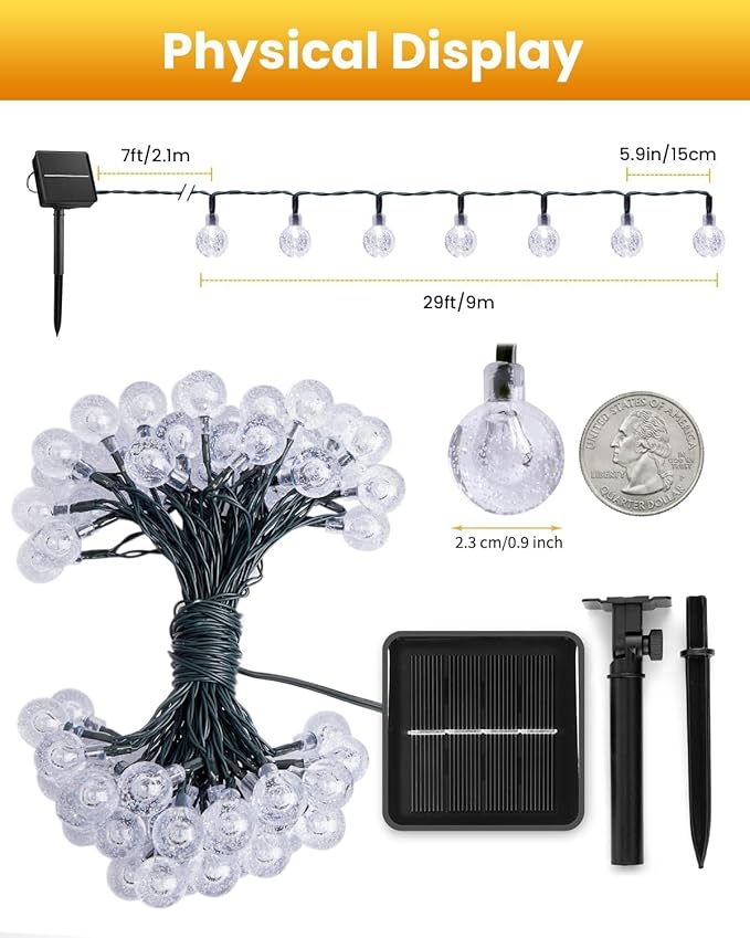 Solar String Lights Outdoor 60 LED 36FT