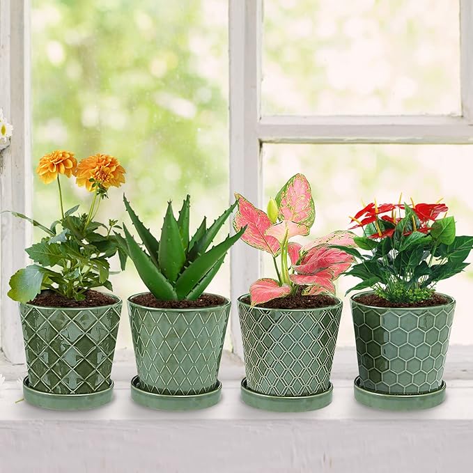 EFISPSS Flower Planter –5 inch Ceramic Plant Pots