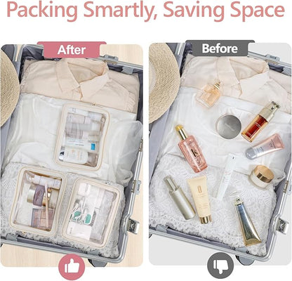 PACKISM TSA Approved Toiletry Bag - Upgrade Color-Edged Clear Makeup Bags, Clear Toiletry Bags For Traveling Fits Various Storage Needs