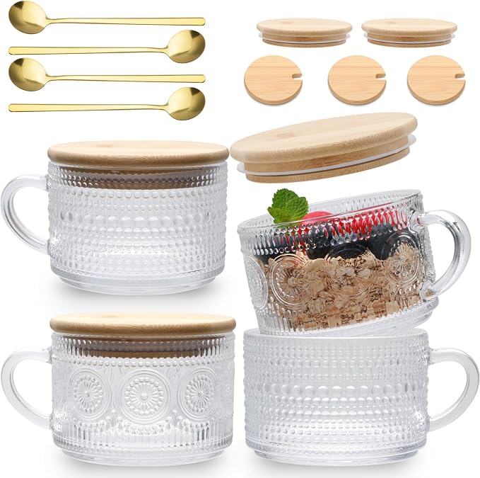 Maredash 4pcs Overnight Oats Containers