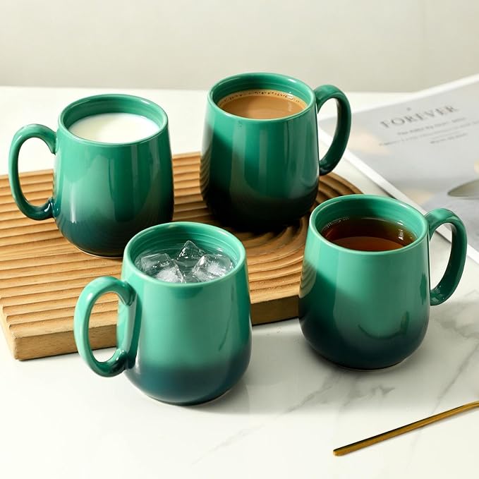 HASENSE 15oz Ceramic Mug Set of 4, Housewarming Gift Idea