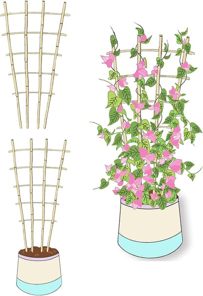 Natural Bamboo Trellis, Fan-Shaped Plant Support Trellis