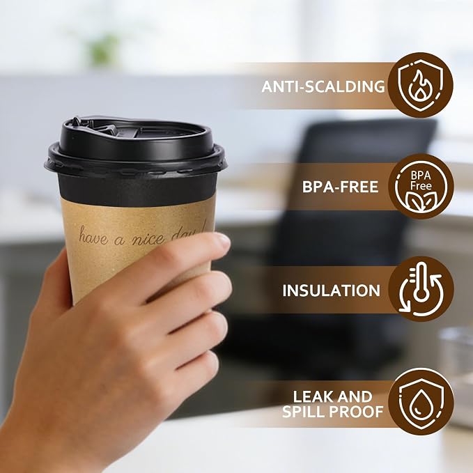 BYSNOW 100 pack 10 oz Disposable Coffee Cups