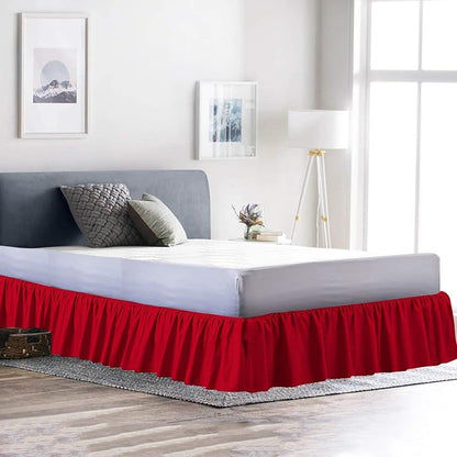 Bed Skirt - Ruffled Bed Skirt (Full, Red) 12 Inch Drop Dust Ruffle with Platform, 100% Cotton 800 Thread Count Fabric - Dust Ruffle Bedskirt for Easy Fitting and Easy Care