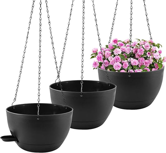10 inch Hanging Planters for Indoor Plants, 3 Pack Self-Watering Hanging