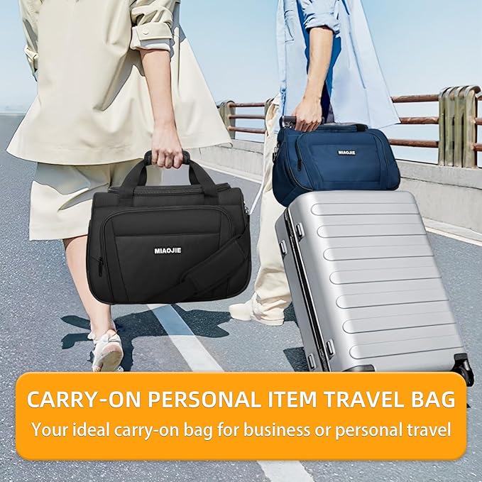 Underseat Carry On Luggage Lightweight Travel Tote Weekender Bag Overnight Duffle Bag for Travel, Travel Essentials Personal Item Travel Bag for Women and Men,Black-16Inch