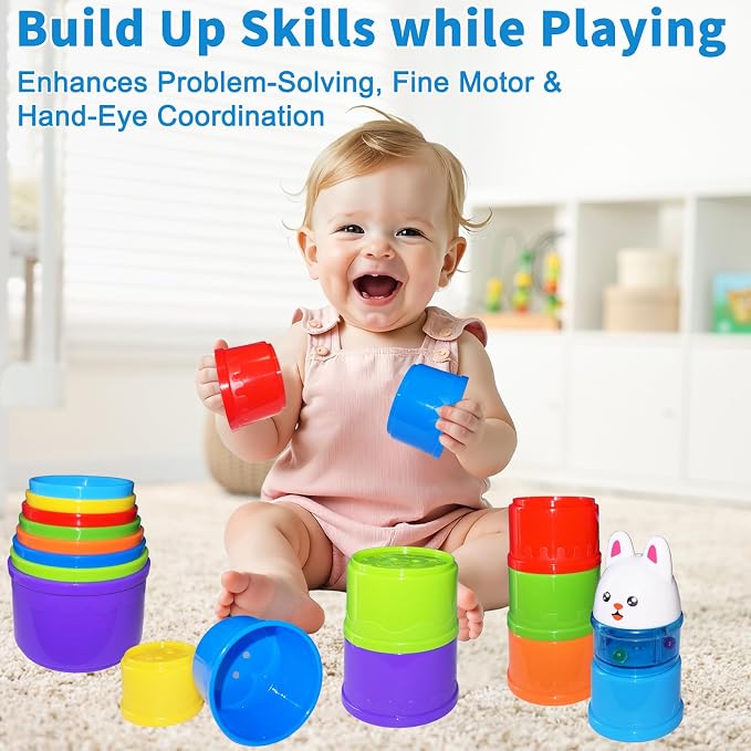 WEEJOYGAM Baby Stacking Cups, Nesting Stacking Toys