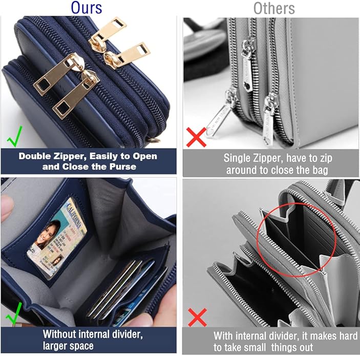 Crossbody Cellphone Purse Women Touch Screen Bag RFID Blocking Wallet Handbag Shoulder Strap