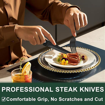EWFEN 24-Piece Black Silverware Set
